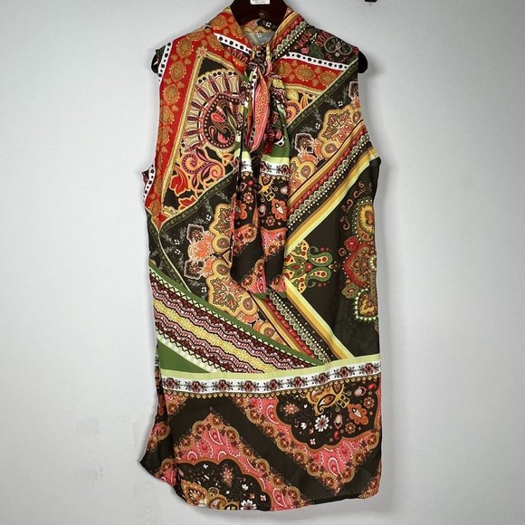 New‎ York & Co XXL Retro Print Tunic or Mini Dress Sleeveless Boho Design - Picture 5 of 14
